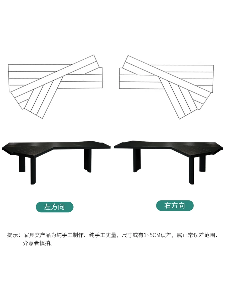 

Black solid wood desk boss table creative light luxury special-shaped large board computer desk design