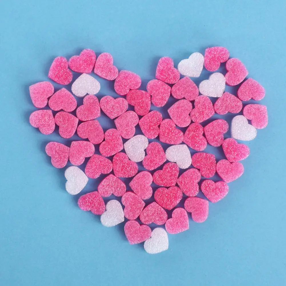 100Pcs Pink White Mini Heart Love Beads Foam Strip Slime Valentine's Day Flower Box Filler DIY Sponge Ball Gift Box Filler