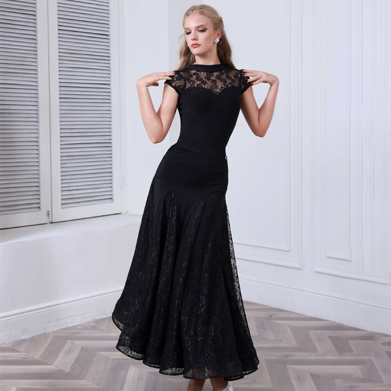 

Костюм для соревнований по бальным танцам, черный, для взрослых, одежда для латиноамериканских танцев, женские профессиональные платья для латиноамериканских танцев SL13984