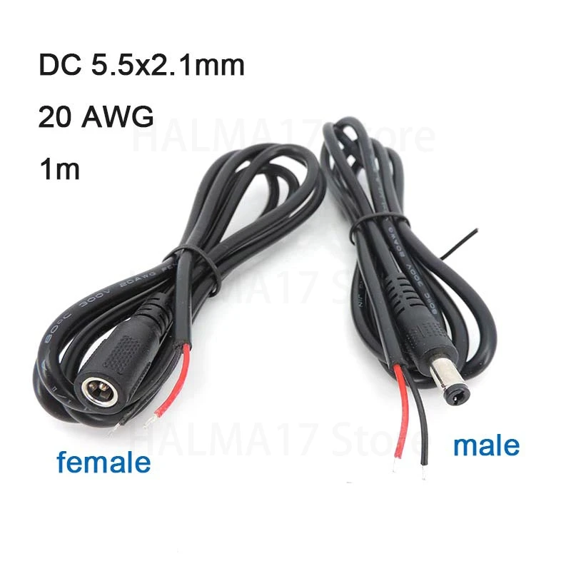 Kabel kuncir daya DC laki-laki 5.5x2.1mm kabel Jack perempuan laki-laki konektor DC untuk CCTV kamera keamanan monitor Panel surya J17