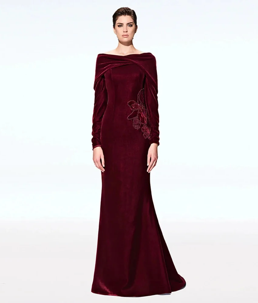 

MCDV Изящное бархатное вечернее платье русалки с открытыми плечами и цветами с блестками, нежные платья знаменитостей с вырезом лодочкой