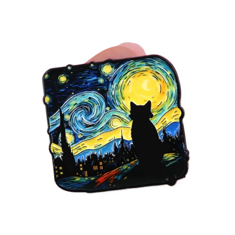 Art Enamel Pin Starry Night Sunflower Brooch Lapel Pins Backpack Badge DIY Clothing Crafts Decor Accessory Metal Art Lover