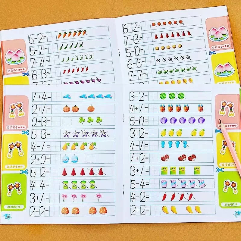 35 Pages Kids Learning Math Early Education Exercise Questions Within 10 Workbook Handwritten Arithmetic Exercise Books