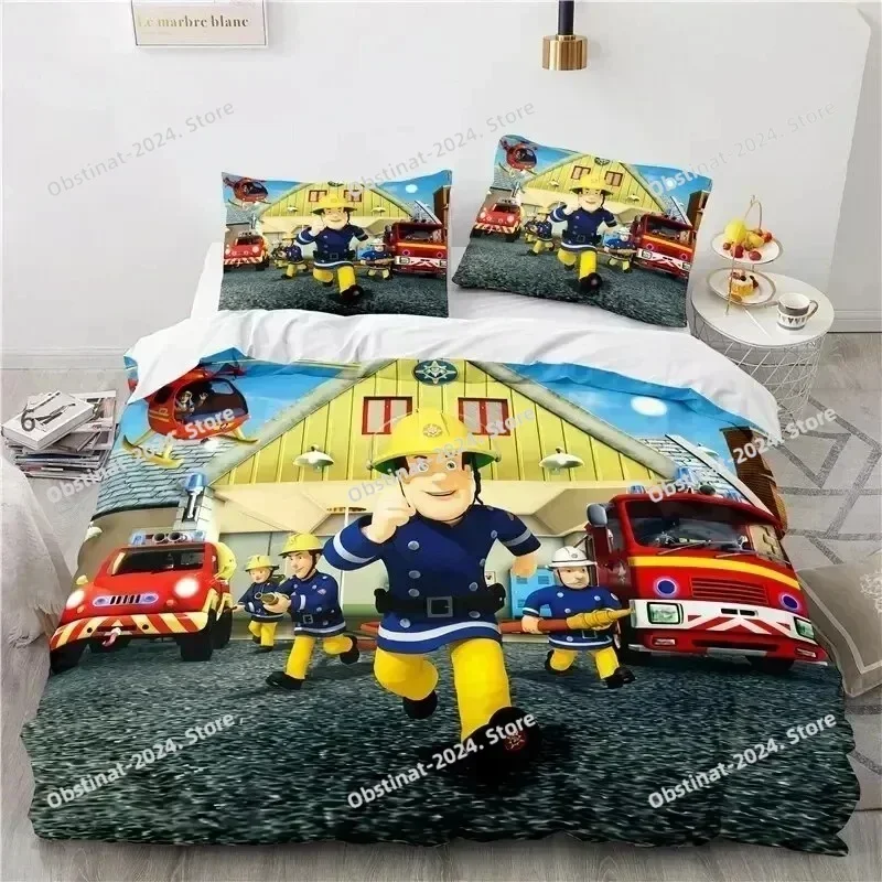 Cartoon Fireman Sam Toys Bedding Set Printed single Comforter Quilt Bed Cover Duvet Cover Pillow Case 3 Pieces Kids Adult Size