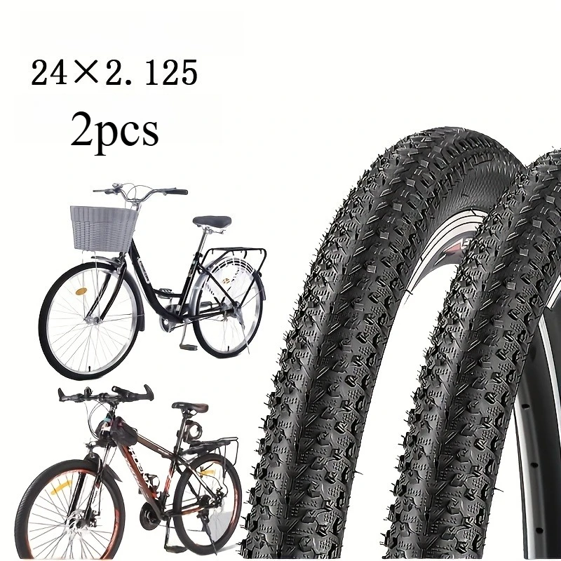 

2 шт. велосипедных шин 24 x 2.125 с проволочным ободом, антипрокольные, резиновые, для горных велосипедов MTB, шоссейных и круизерных велосипедов, запчасти для колес