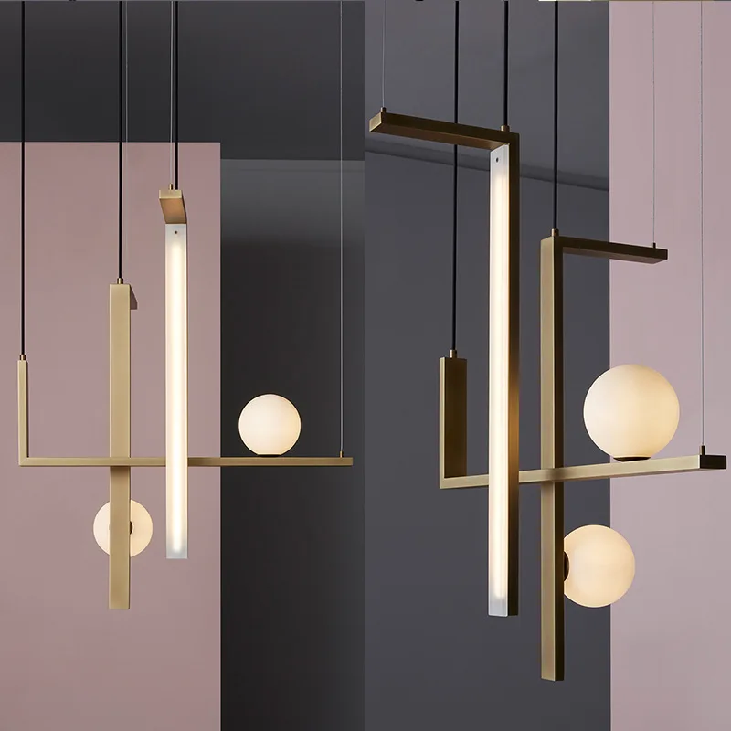 light luxury Nordic minimalist model iron creative personalized designer chandelier living room dining room combination
