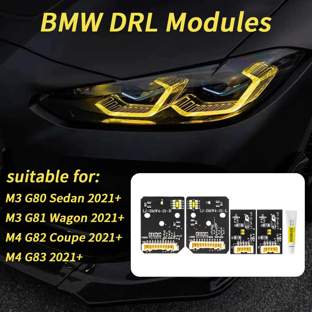 

G80 Yellow Lemon DRL LED Boards For BMW M3 M4 G22 G23 G26 G82 G83 430i M440i Laser Headlight Daytime Running Light Canbus