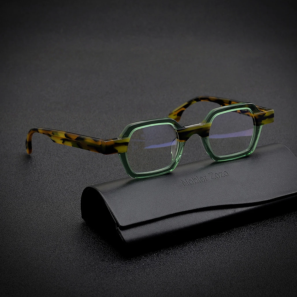 

High Quality Vintage Acetate Square Glasses Japanese Handmade Frame For Men Women Designer Brand Retro Fashion Eyeglasses