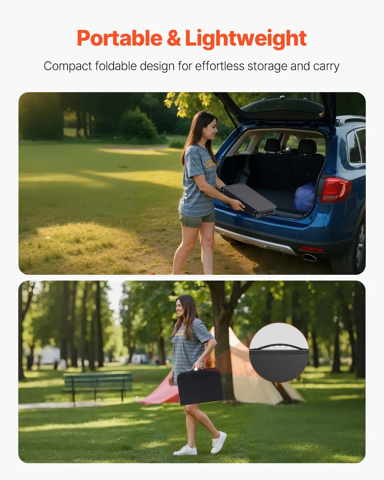 VEVOR 2ft Folding Portable Camping Table Aluminum OutdoorTable Adjustable Height