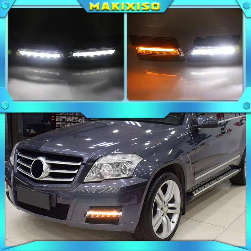 Car For Mercedes Benz GLK 300 GLK350 GLK500 2008 - 2012 Yellow Trun Signal LED DRL Daytime Running Light Fog Head Lamp