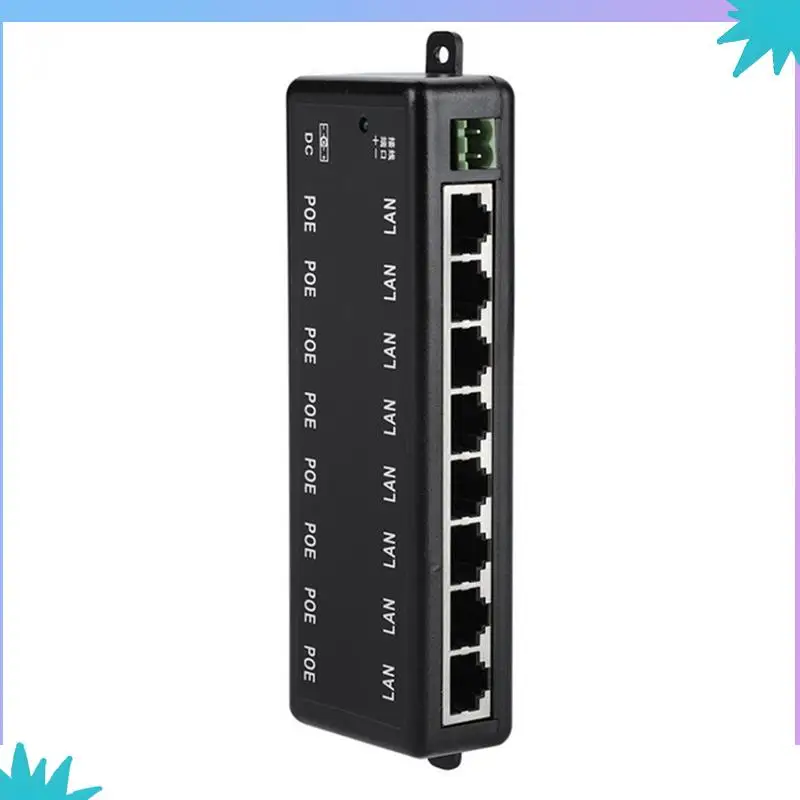 ABZW 2X POE-инжектор 8-портовый адаптер питания Poe Источник питания Ethernet для сетевой камеры видеонаблюдения POE Power через Ethernet, черный