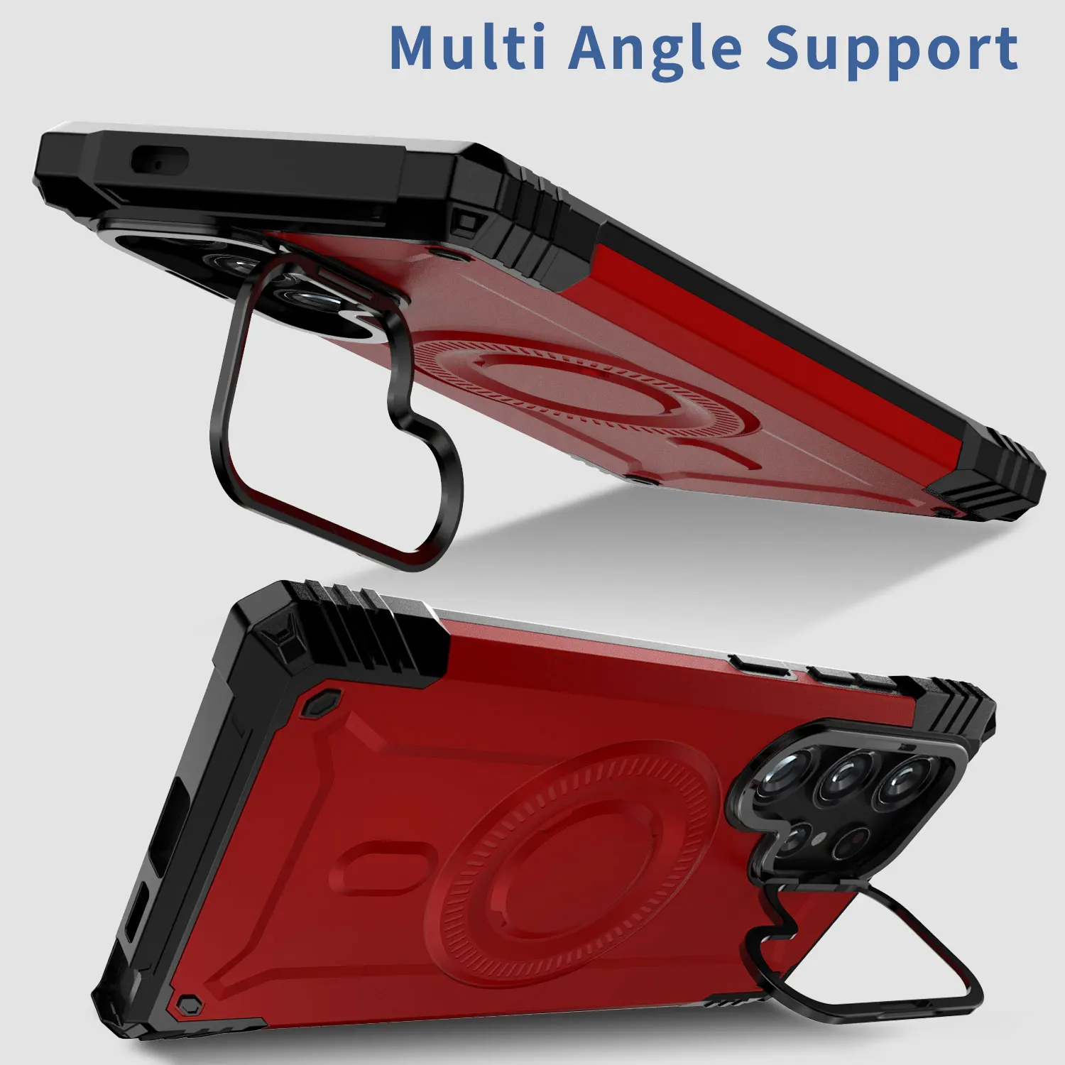 

Для Samsung Galaxy S23 Ultra/S23+/S23 Plus/S23 5G чехол-подставка для объектива гибридный противоударный прочный сверхмощный магнитный чехол для телефона красный