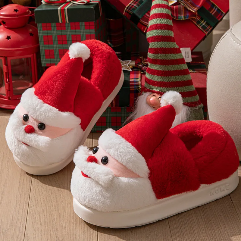عيد الميلاد سانتا أحذية النساء الرجال الشتاء دافئ صوف مبطن النعال سميكة الدافئة القطن المنزل الأحذية داخلي في الهواء الطلق استخدام جديد #4