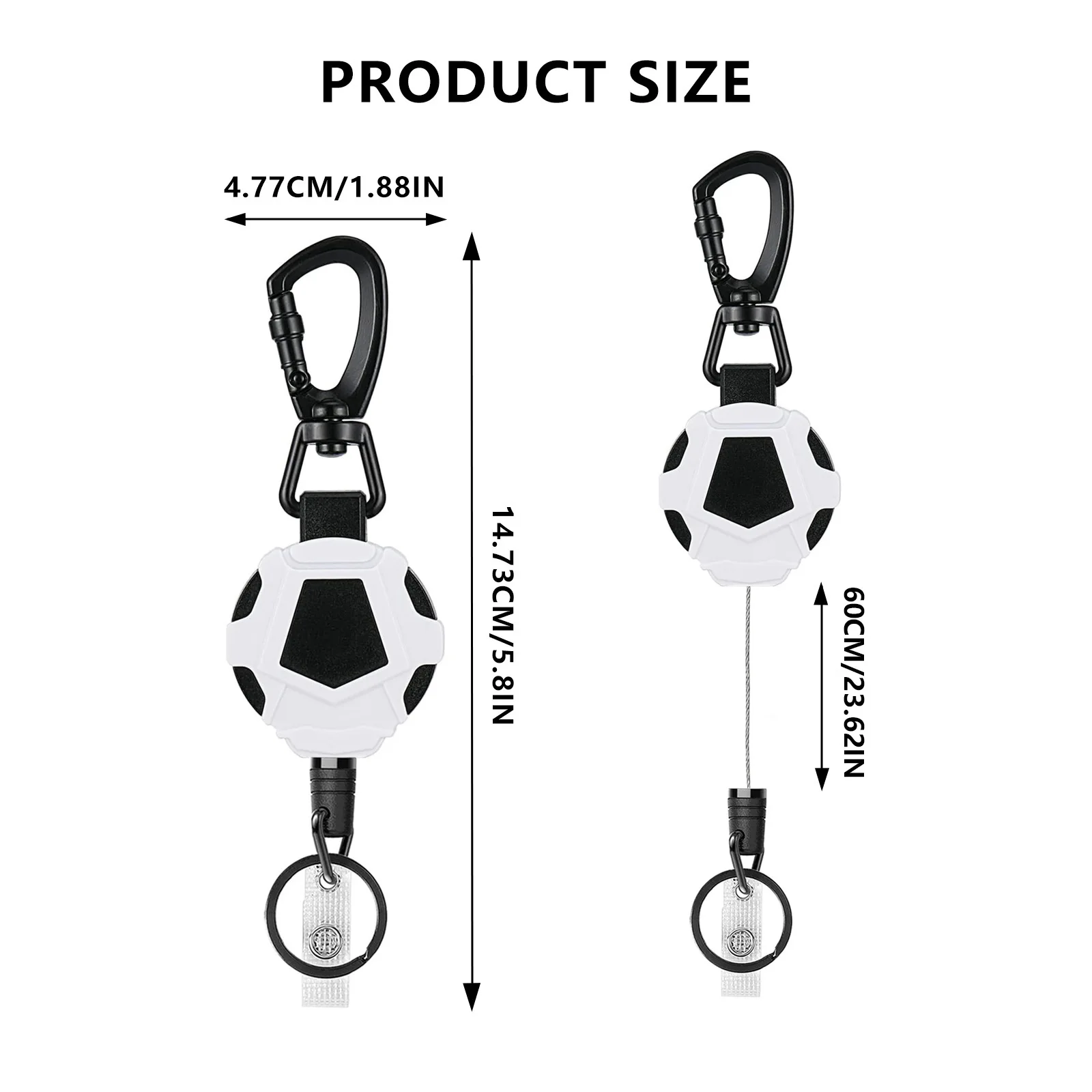 Outdoor Climbing Carabiner Retractable Keychain Elastic Stainless Steel Wire Cord Multi-use ID Badge Retractor For Camping