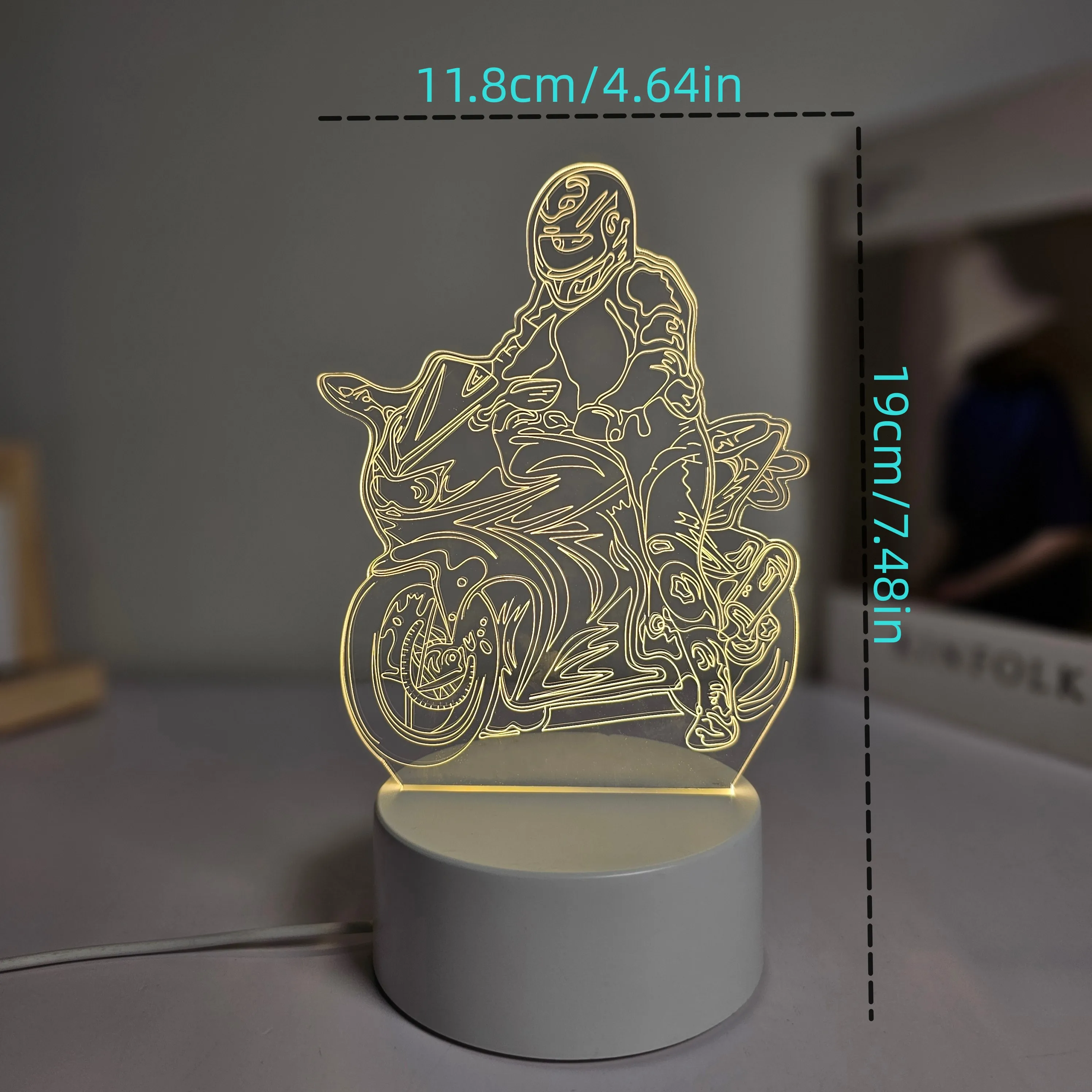 Modelowanie motocykla lampka nocna 3D, dekoracja stołu warsztatowego w pokoju, zasilanie USB, ciepłe światło.