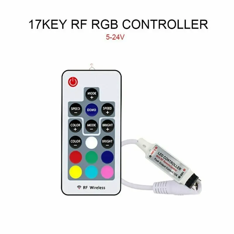 Mini 3/11/17/24/40/ Key Rf Ir Afstandsbediening Draadloze Controller Led Rgb Controler DC12V Mini Wif Voor Led Strip Licht 3528 5050 Rgb