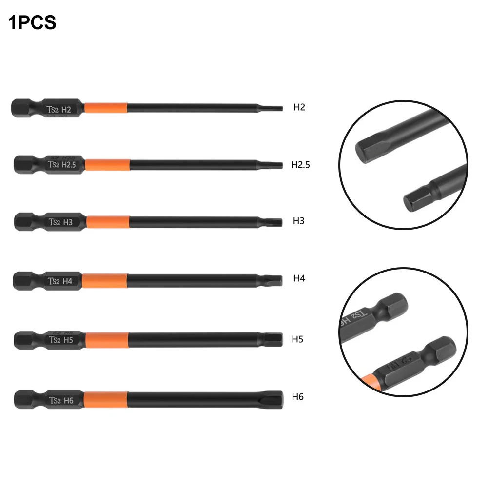 1PC Hex Head Electric Wrench Drill Bits 100mm Metric Electric Screwdriver Bit Alloy Steel H2.5 H3 H4 H5 H6 Hand Tools