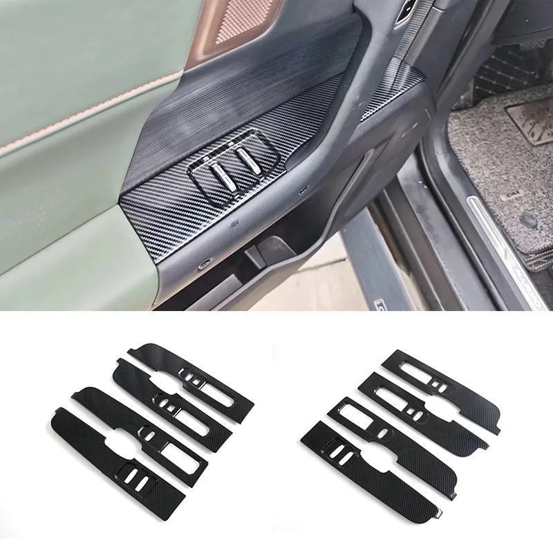 For Chery Jaecoo J6 Icar 03 2024-2026 ABS Carbon Fiber Car Door Window Button Frame Cover Trim Interior Car Accessories LHD RHD
