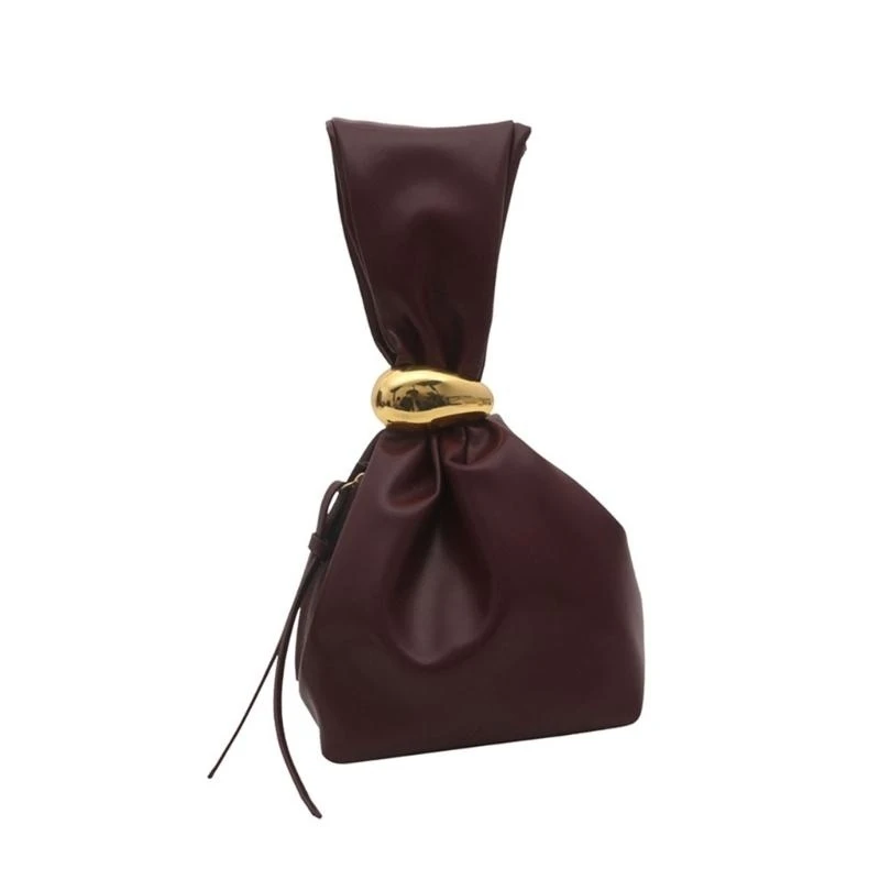 

X7XC Elegant Women's Wristlet Handbag With Knot Designs PU Leather Bucket Bags