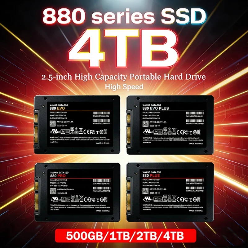 Original New 880 SSD 500GB 1TB 2TB 4TB 2.5-inch SATA Hard Disk Disc Internal Solid State Drive Portable SSD for Laptop Desktop