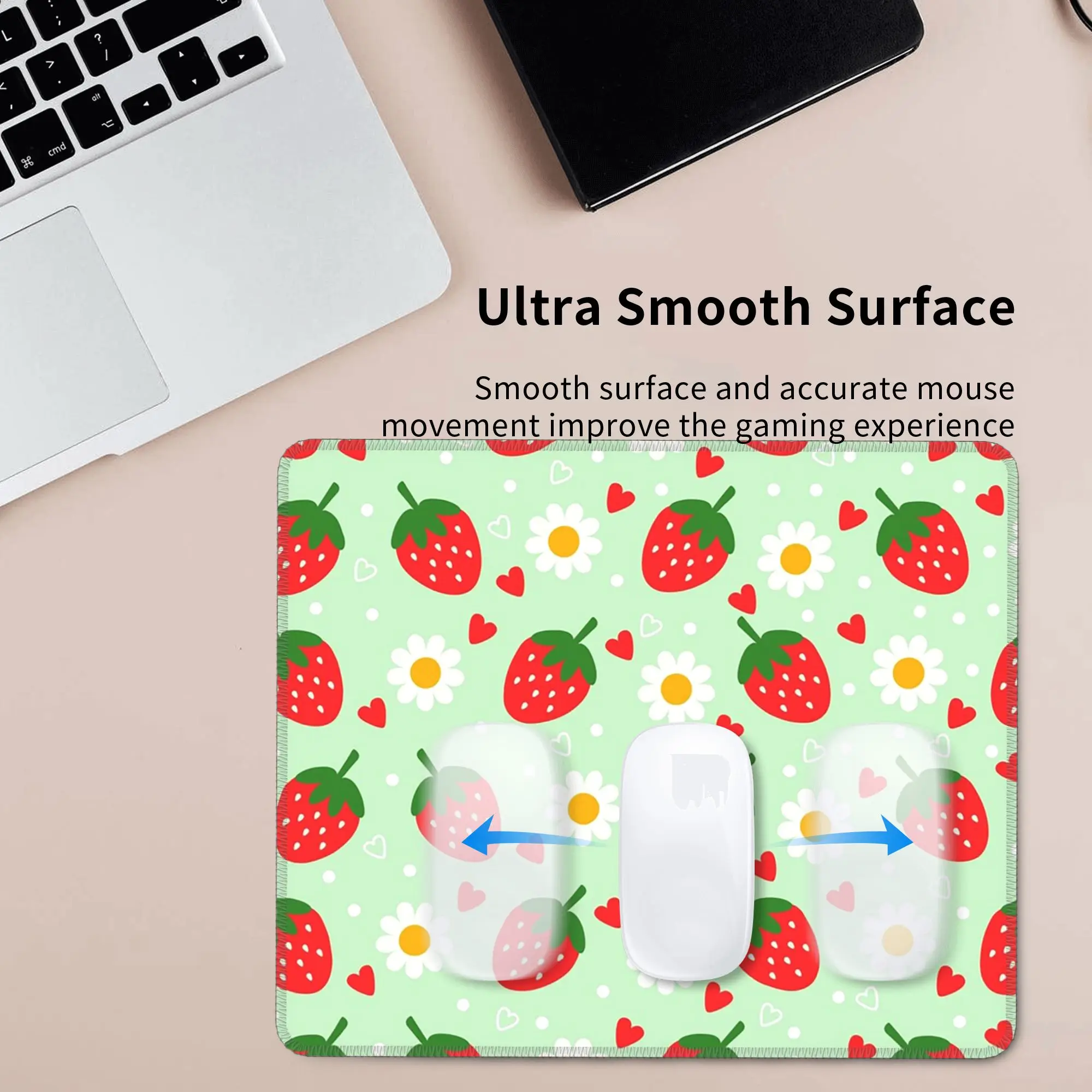 Strawberry And Daisy Cartoon Pattern Mouse Pad Computer Keyboard Mouse Mat Gaming PC Laptop Desk Mat Office Table Mats