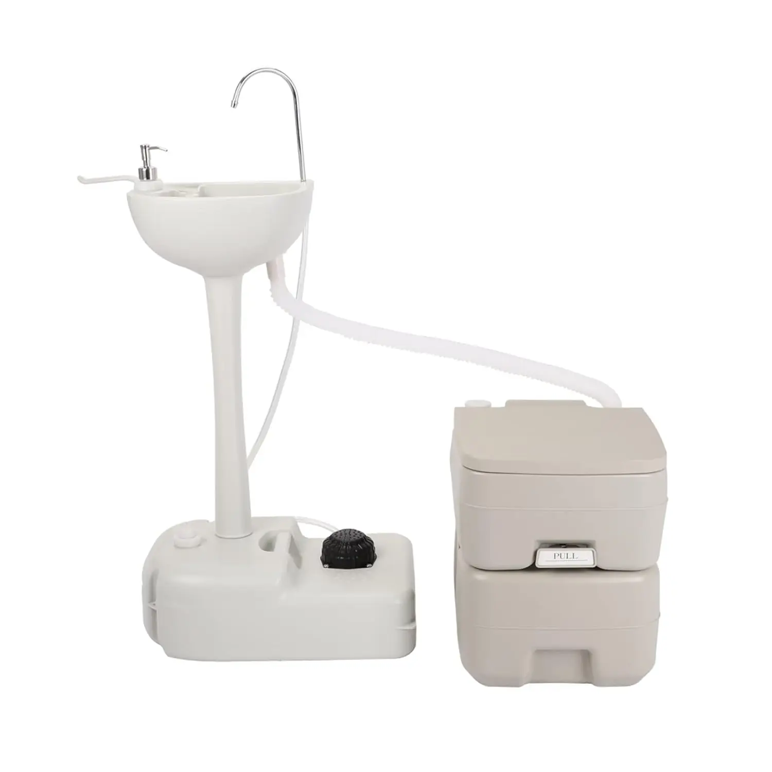 

Portable Sink and Toilet Combo, 5 Gallon Hand Washing Station & 5.3 gallon Flushing Toilet, Detachable Wastewater Recycled