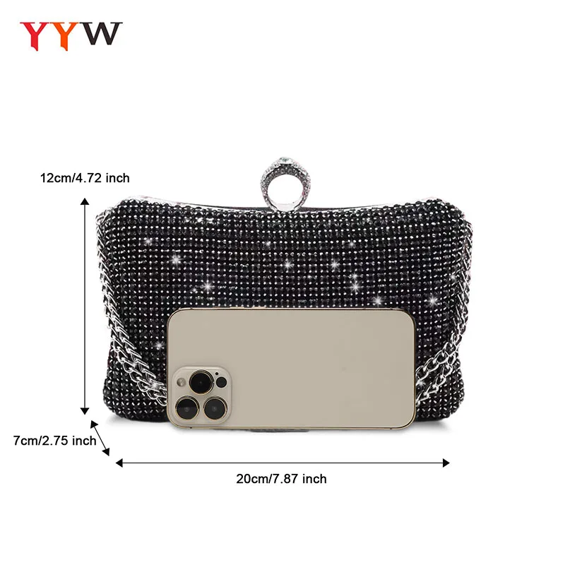 YYW Women Rhinestone Clutch Evening Bags Sparkly Glitter Purse Bling Handbag Shoulder Bags for Party Wedding Elegant Lady Bags