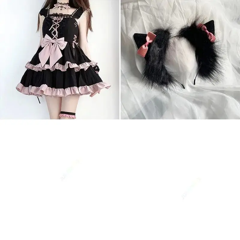 Nuovo vestito Lolita Vintage Girl Sweet Bow Ruffles Bandage Princess Holiday Party Dresses Women Dark Vestidos Victorian Gothic