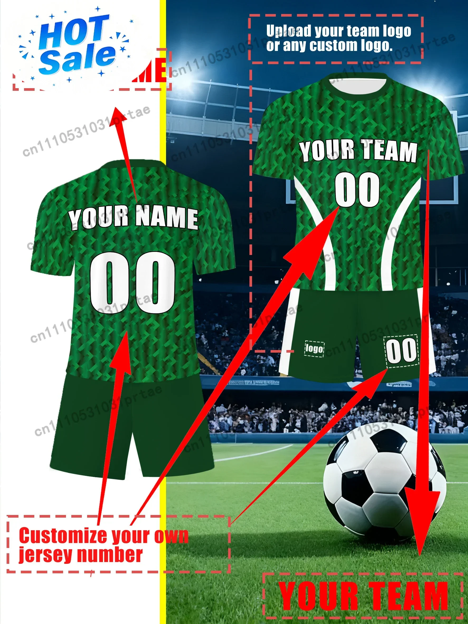 This Unisex Crewneck Soccer Jersey Set Uses Digital Printing Technology to Customize Team or Individual Logos, Names Black
