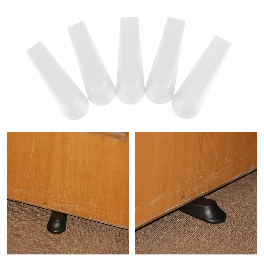 5 Pieces / Set Door Stops Stopper Wedges for Small Large Gaps White