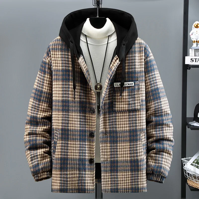 

DIANRUO Plus Size 11XL Plaid Parkas Winter Thick Jacket Coat Plaid Fashion Casual Winter Hooded Jackets Male ветровка мужская