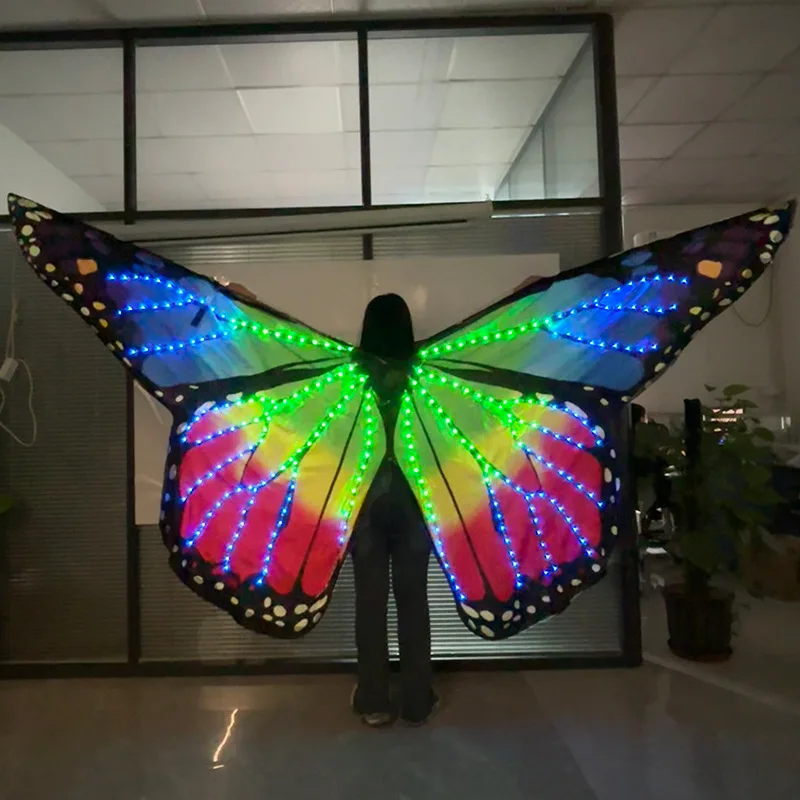 LED Light Up Fairy Butterfly Wings Costume Glowing Butterfly Cape for Adult Dress Up Wings Birthday Party Favors Gifts