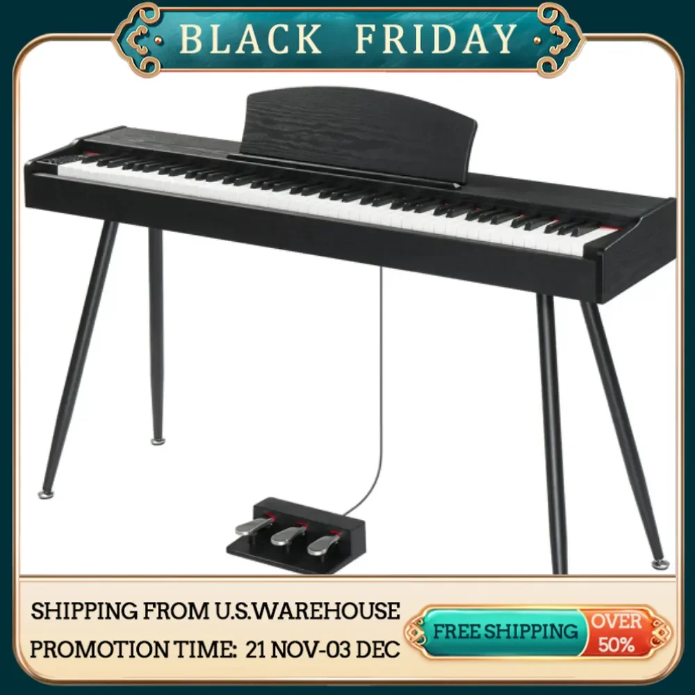 

GDP-203 88 Key Standard Full Weighted Keyboards Digital Piano with Metal Stand Power Adapter Triple Pedals Headphone Black Piano