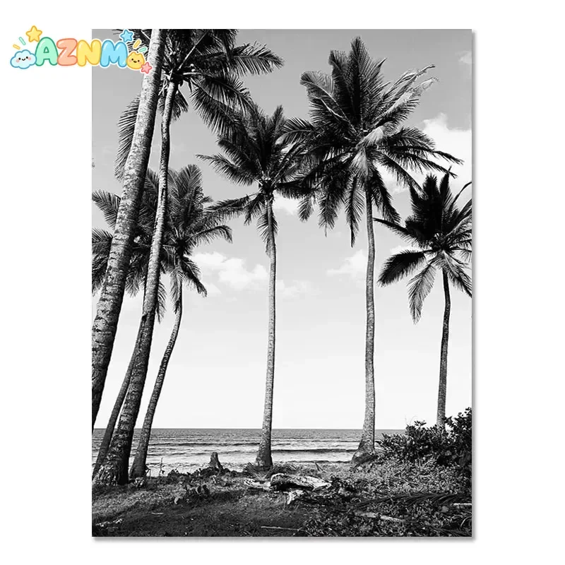 Beach Camper Van Surfing Ocean Landscape Wall Art  Palm Tree  Surfboard Canvas Painting  Home Room Decor Poster Prints