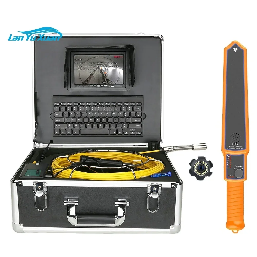 512HZ Pipe Locator 20/30/40/50M Sewer Pipe Inspection Video Camera with keyboard , 22mm DVR IP68 Pipeline Industrial Endoscope