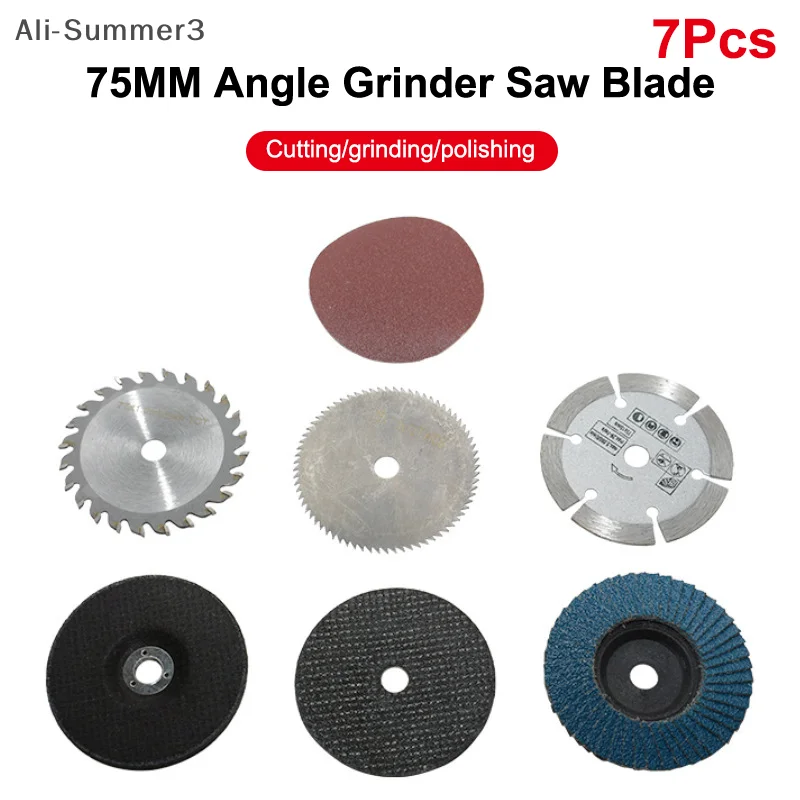 (YY) 7 قطعة 2025 جديد 75 مللي متر أسطوانة تقطيع لثقب زاوية 10 مللي متر منشار دائري شفرة ساندر الرملي أداة #6
