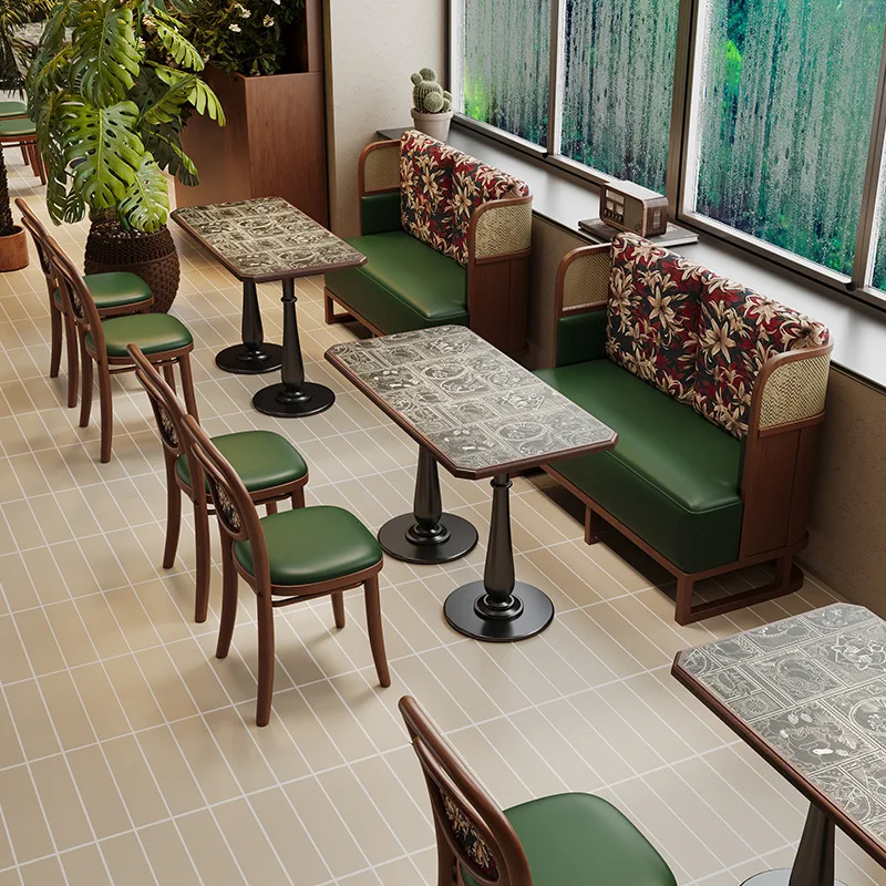 Solid Wood Modern Square Sofa Chairs Table-and-Chair Sets Artificial  Table Tops Commercial Use Wall-Mounted Restaurants