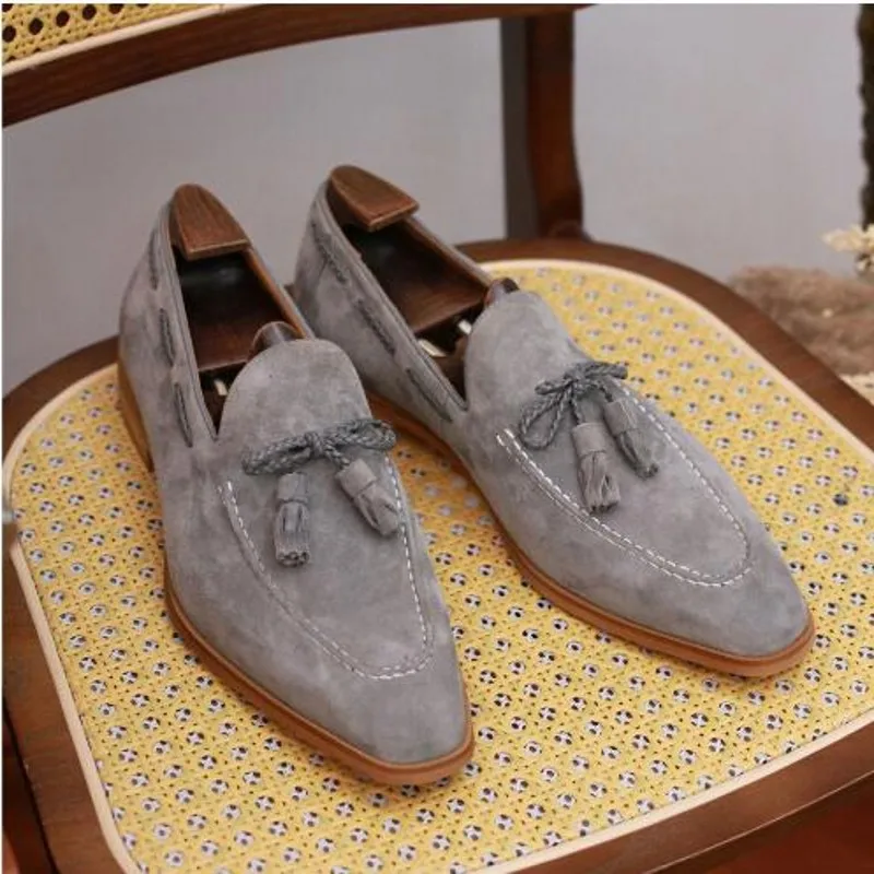 

Tassel Fringe Loafers Men Casual Shoes Sheepskin Leather Flat heel Mens Driving Boats Shoe