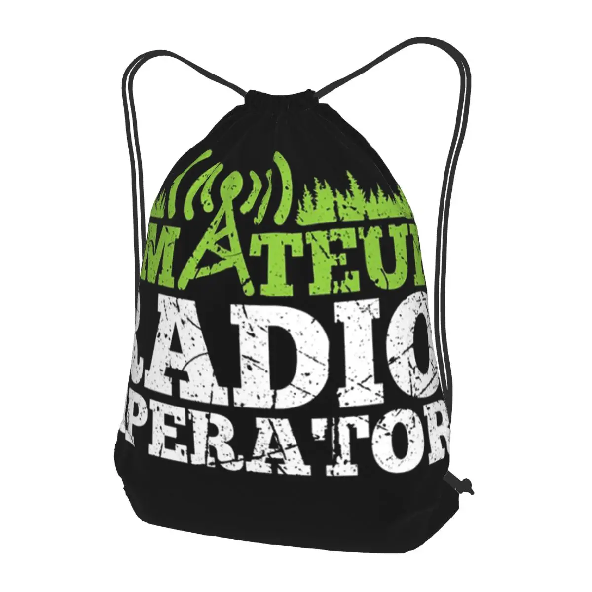 Amateur Radio Operator Ham Radio Grunge Backpacks Multi-function Drawstring Bags Shoes Bag Book Bags for Man Woman School