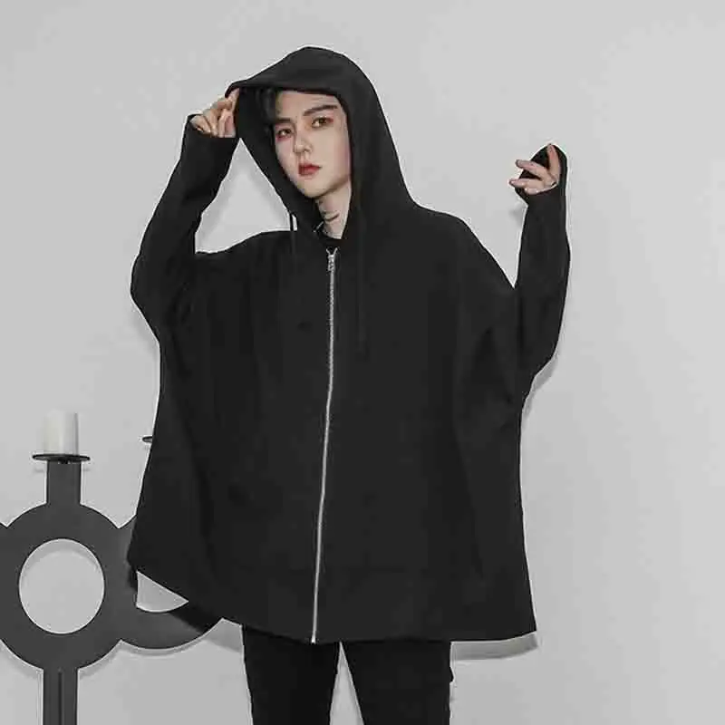 

Мужская весенне-осенняя новая толстовка с капюшоном, модная молодежная темно-черная индивидуальная повседневная толстовка в стиле хип-хоп большого размера