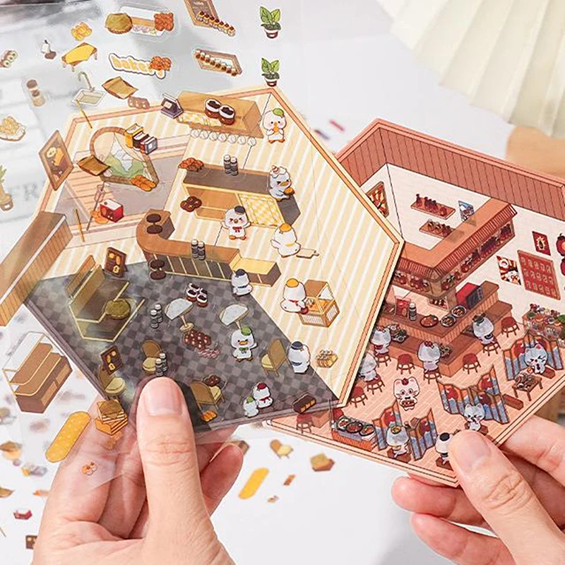 ชุดสติกเกอร์สัตว์เลี้ยง3D กระเป๋าการ์ตูนน่ารักสำหรับตกแต่งฉากแบบ DIY สติกเกอร์กระดาษสมุดภาพวัสดุชุดอุปกรณ์ตกแต่งฉาก