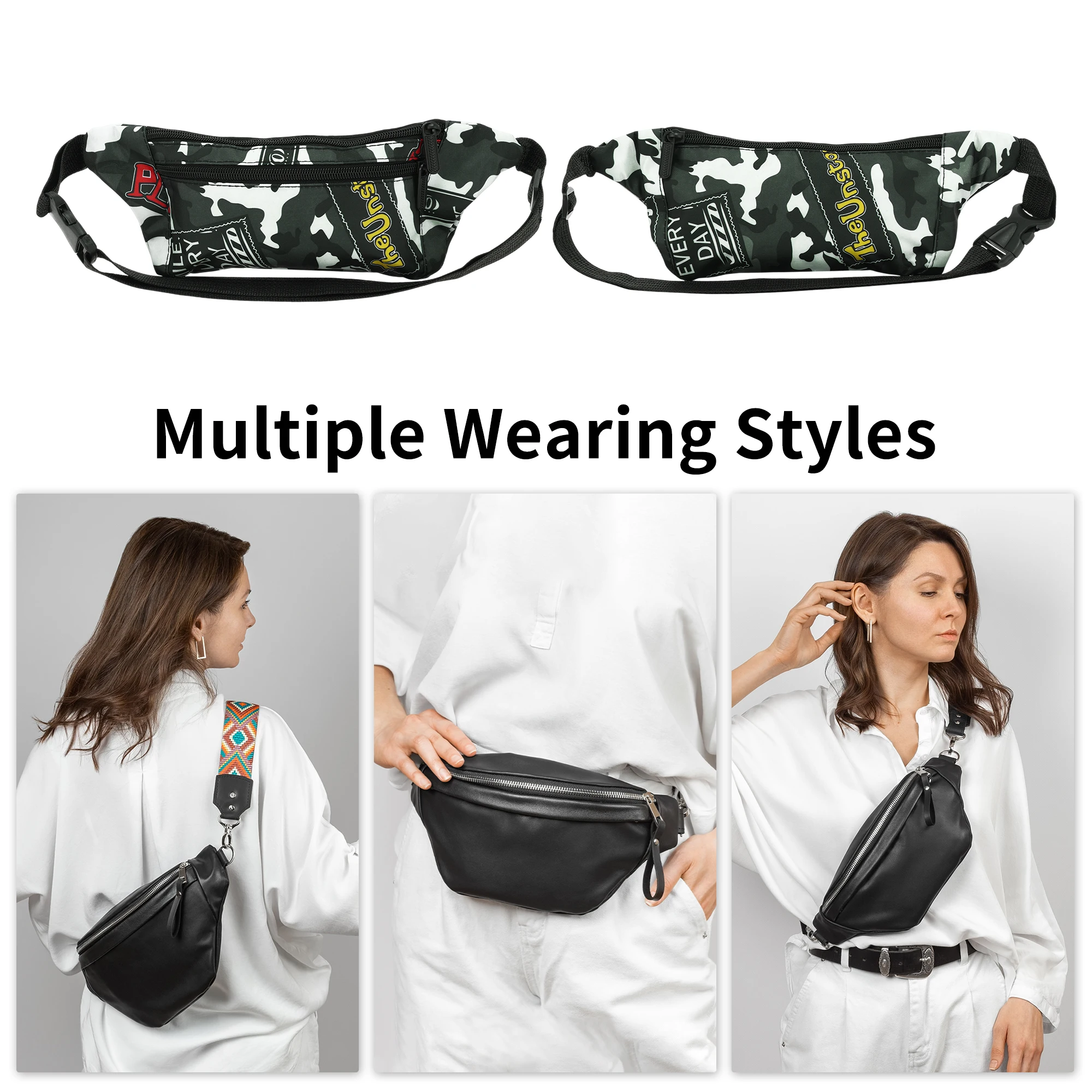 X Autohaux Thin Camo Fanny Pack رمادي 1 قطعة #2