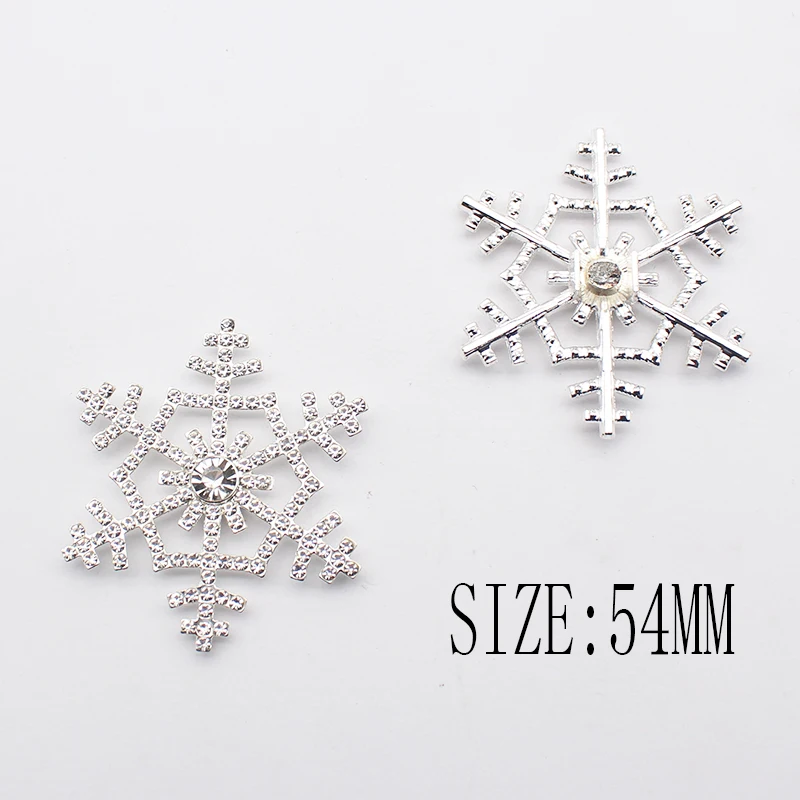 Shiny Christmas Snowflake Rhinestone Button DIY Is Applicable To Handmade Silver Festival Shiny Decoration 4 Pieces/Batch 54mm