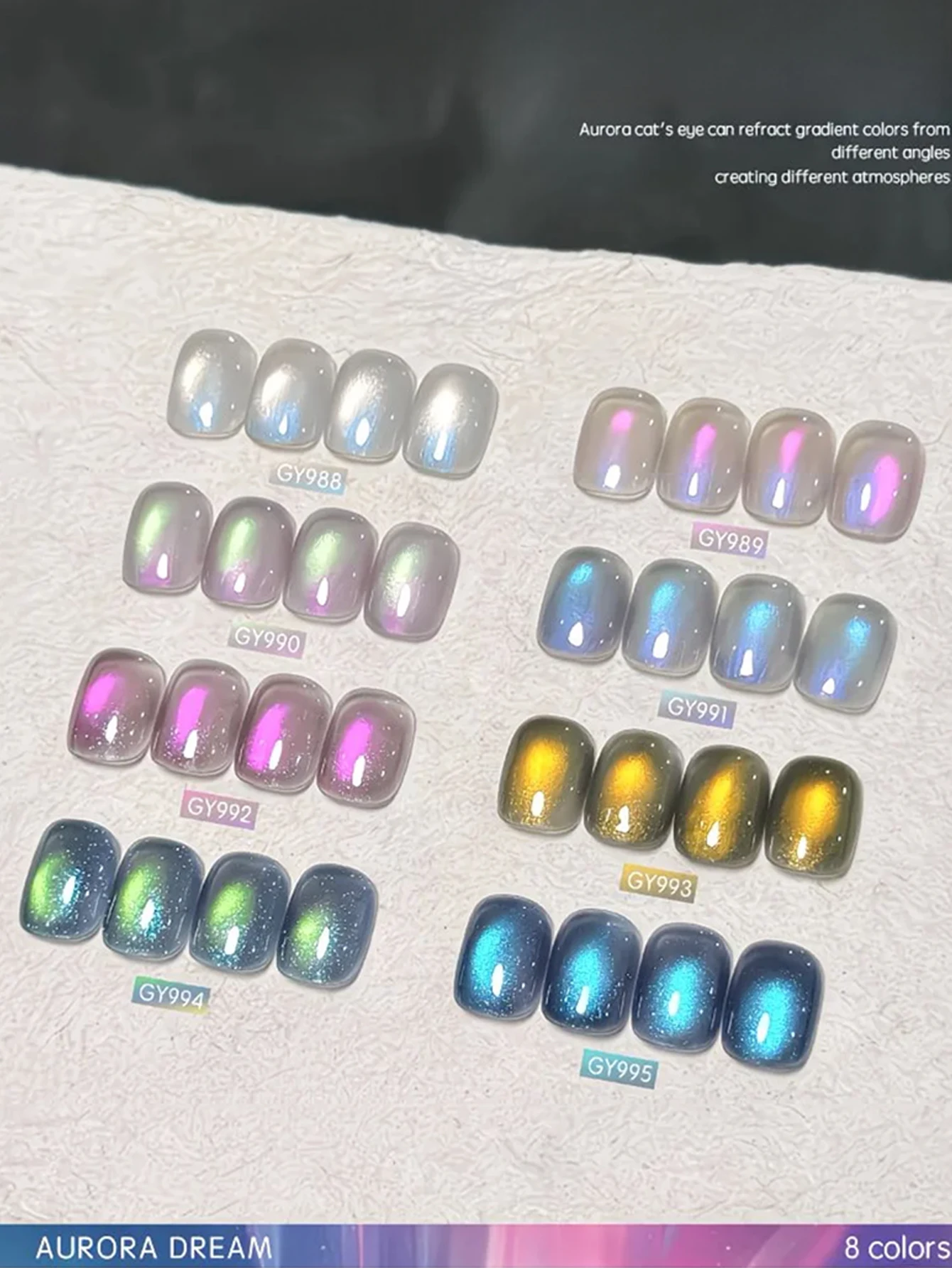 ชุดทำเล็บ 8 ชิ้น สำหรับฤดูใบไม้ร่วงและฤดูหนาว ปี 2025 อุปกรณ์สำหรับผู้หญิง ชุดทำเล็บสำหรับร้านเสริมสวย สีสันสดใสสไตล์ไอซ์แลนด์ ออโรร่า แคทอาย เจลทาเล็บ