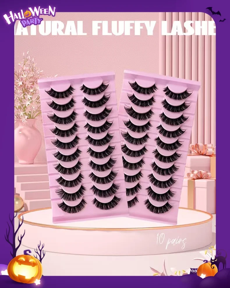 柔らかく軽量なつけまつげ10組 - 長くて太い、肌に優しい、再利用可能、初心者に最適 - に最適