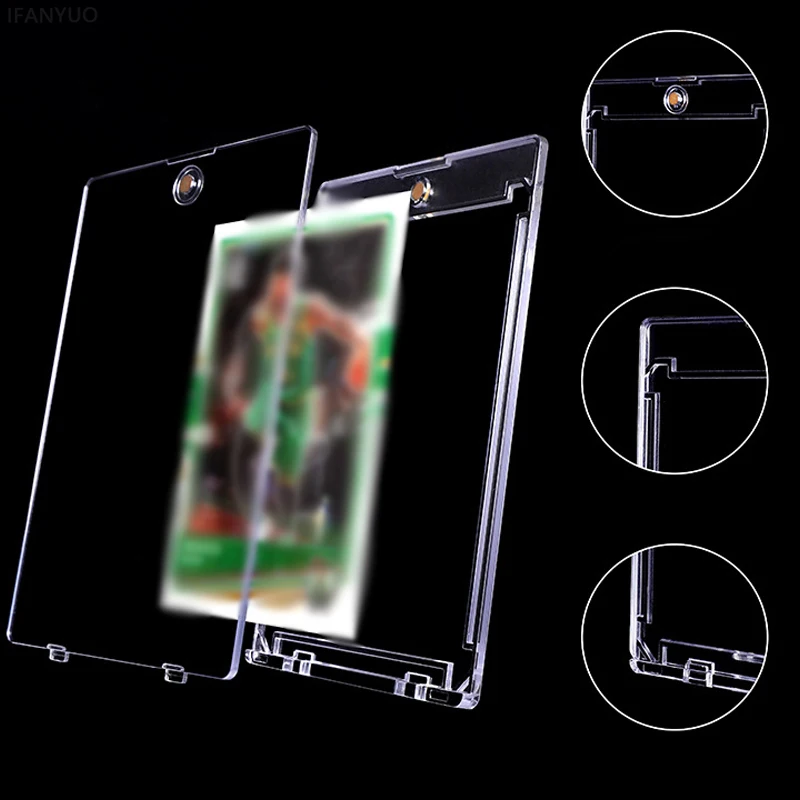 35PT غطاء بطاقة مغناطيسي شفاف حماة الأكمام الواقية عرض حالة المعبود صور البيسبول كرة القدم الرياضة بطاقات القياسية #2