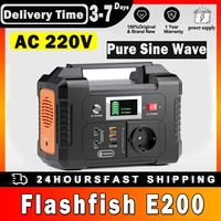 FlashFish E200 Power Station Pure Sine Wave 200W 151Wh Lithium Battery Portable Generator AC 220V Output Camping Battery