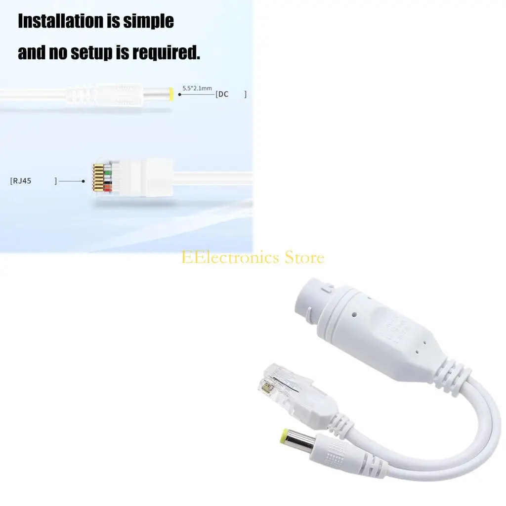 B03C Networking Cable Power Splitter 24V to 12V POE Splitter for Monitoring Device Heat Resistant Plastic Case Safety Protect