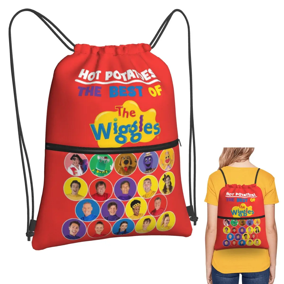 

The Wiggles Tv Show Music Band Backpacks Portable Drawstring Bundle Pocket Sports Bag Book Bags for Travel School