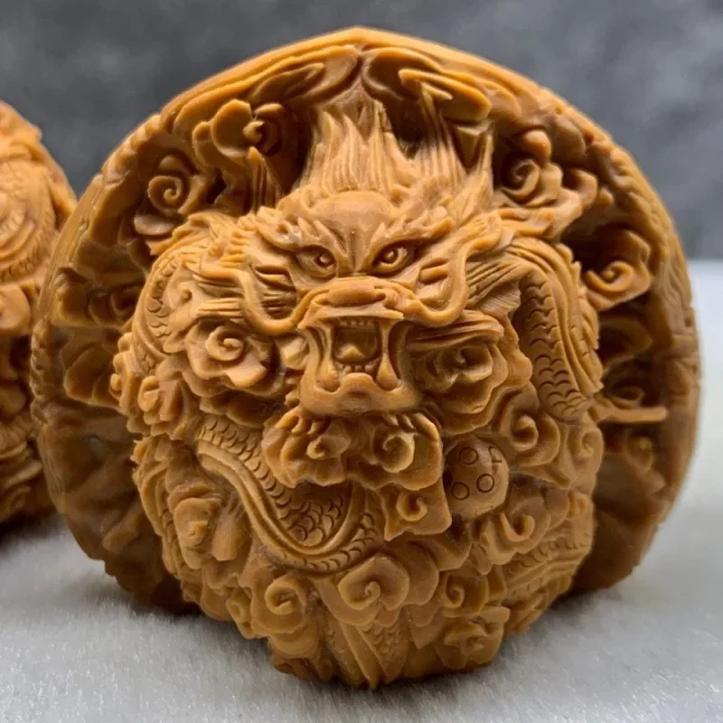 Card 50mm Large Beads Wen Play Natural Walnut Handmade Fine Carved Lion Head Loongteng Prosperity Handball Collection Jewelry